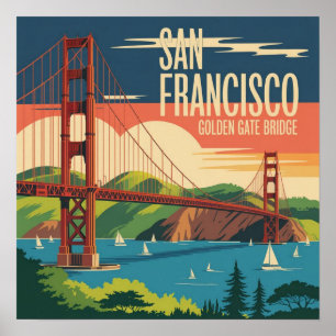 Golden Gate Bridge Poster San Francisco Vintage