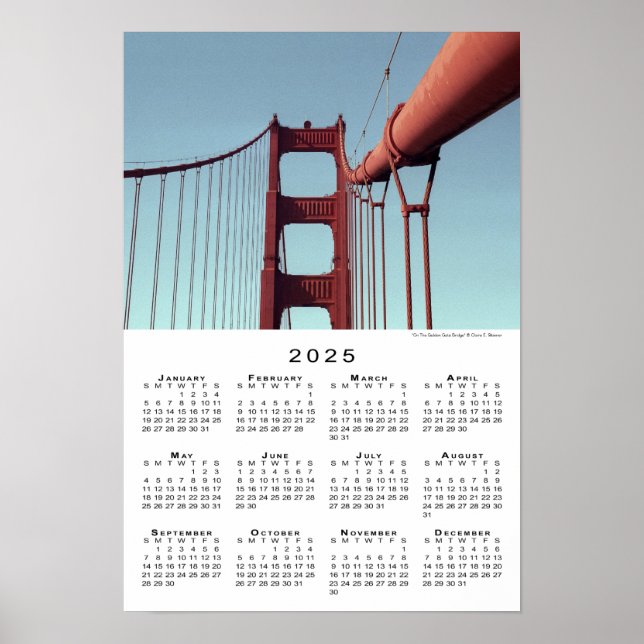Golden Gate Bridge San Francisco 2025 Calendar Poster (Front)