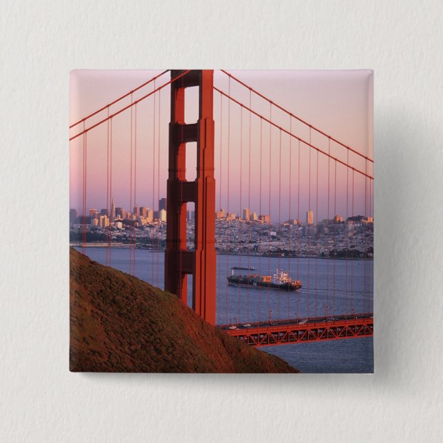 Golden Gate Bridge; San Francisco; California; 15 Cm Square Badge (Front)
