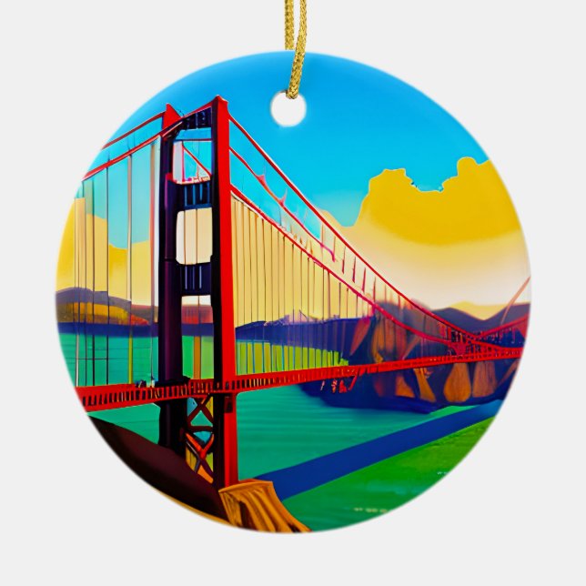 Golden Gate Bridge, San Francisco   Ceramic Tree Decoration (Front)