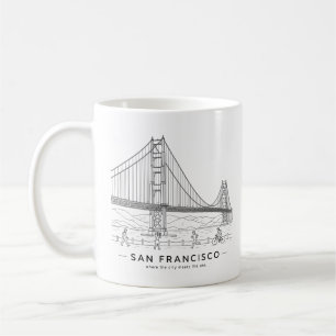 Golden Gate Bridge San Francisco Line Art Coffee Mug