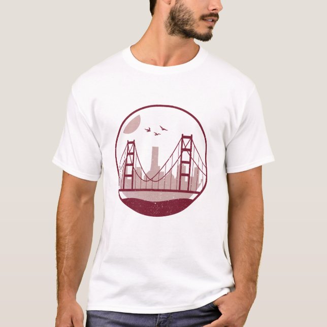 Golden Gate Bridge San Francisco Skyline T-Shirt (Front)