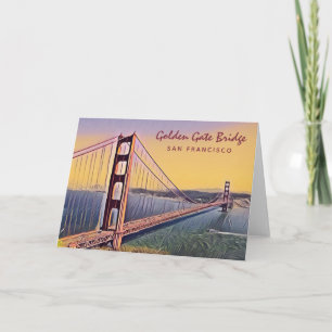 Golden Gate Bridge San Francisco Vintage Painting Card