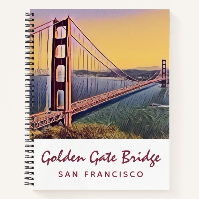 Golden Gate Bridge San Francisco Vintage Painting Notebook (Front)