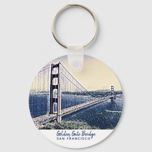 Golden Gate Bridge San Francisco Watercolor Art Key Ring