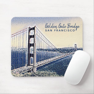 Golden Gate Bridge San Francisco Watercolor Art Mouse Mat