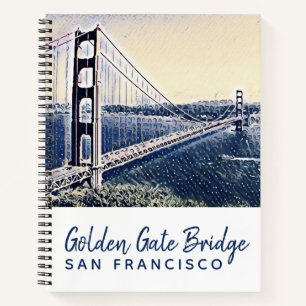 Golden Gate Bridge San Francisco Watercolor Art Notebook