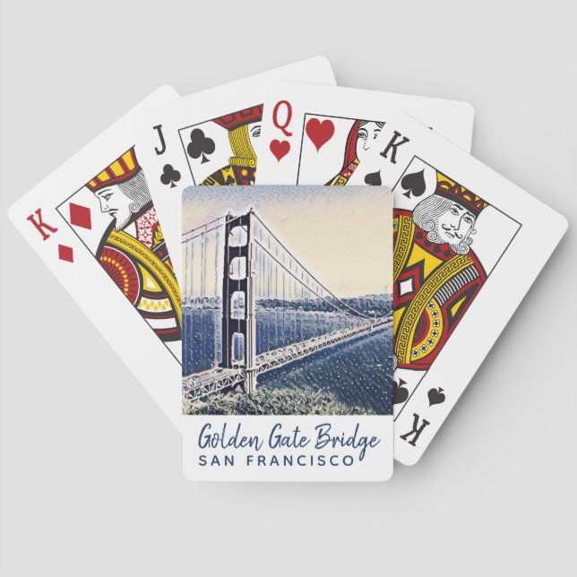 Golden Gate Bridge San Francisco Watercolor Art Playing Cards (Back)