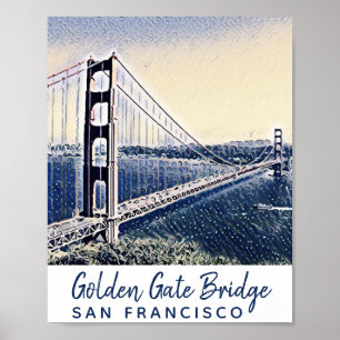 Golden Gate Bridge San Francisco Watercolor Art Poster