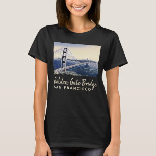 Golden Gate Bridge San Francisco Watercolor Art T-Shirt