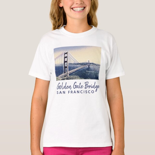 Golden Gate Bridge San Francisco Watercolor Art  T-Shirt (Front)