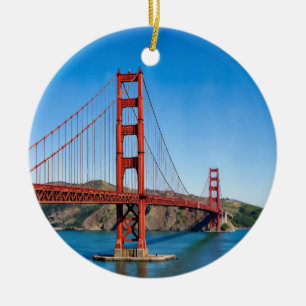 Golden Gate Bridge San Francisco Watercolor Ceramic Tree Decoration