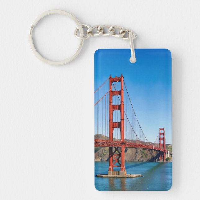 Golden Gate Bridge San Francisco Watercolor Key Ring (Front)