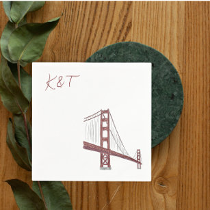 Golden Gate Bridge, San Francisco Wedding cocktail Napkin