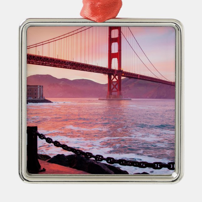 Golden Gate Bridge, scenic photograph, Metal Tree Decoration (Front)