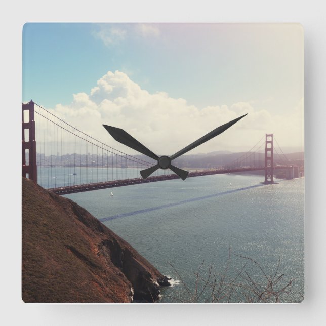 Golden Gate Bridge Square Wall Clock (Front)