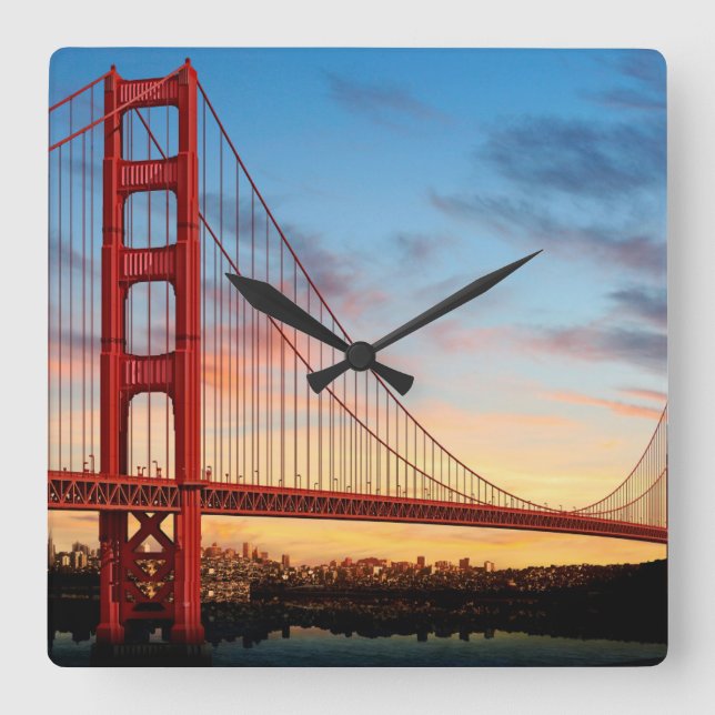 Golden Gate Bridge Square Wall Clock (Front)