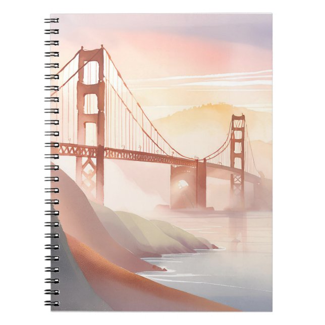 Golden Gate Bridge | Sunrise Beautiful Watercolor Notebook (Front)