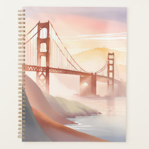 Golden Gate Bridge Sunrise Beautiful Watercolor Planner
