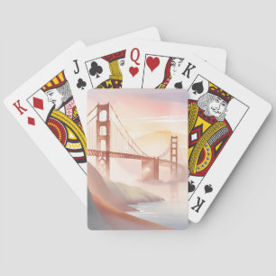 Golden Gate Bridge   Sunrise Beautiful Watercolor Playing Cards