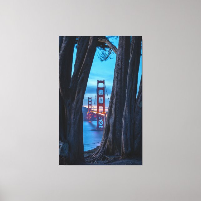 Golden Gate Bridge Through Trees at Twilight  Canvas Print (Front)