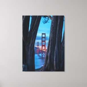 Golden Gate Bridge Through Trees at Twilight Canvas Print