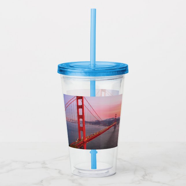 Golden gate bridge throw pillow acrylic tumbler (Front)