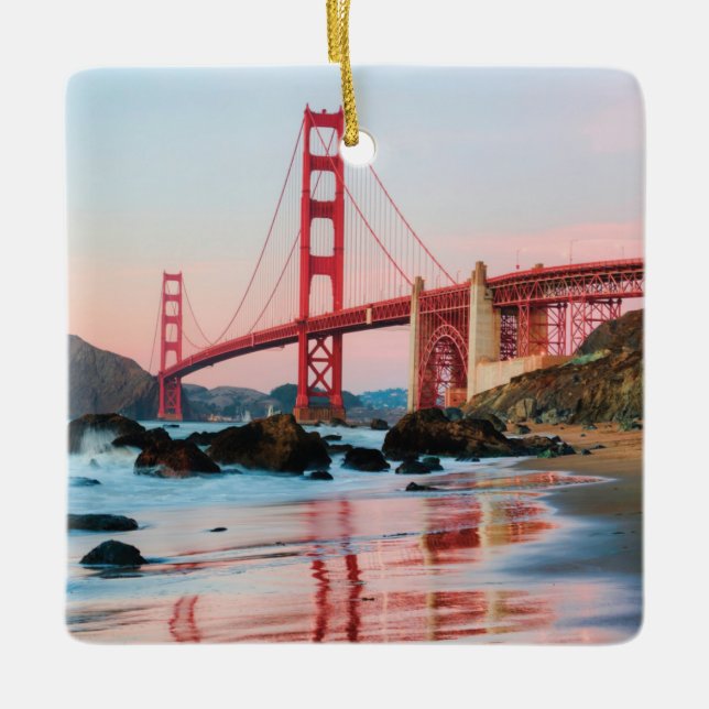 Golden gate bridge throw pillow ceramic ornament (Front)