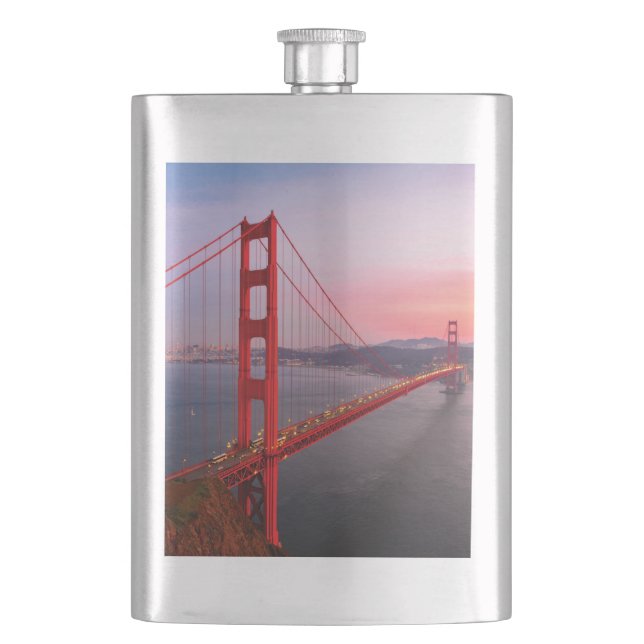 Golden gate bridge throw pillow hip flask (Front)