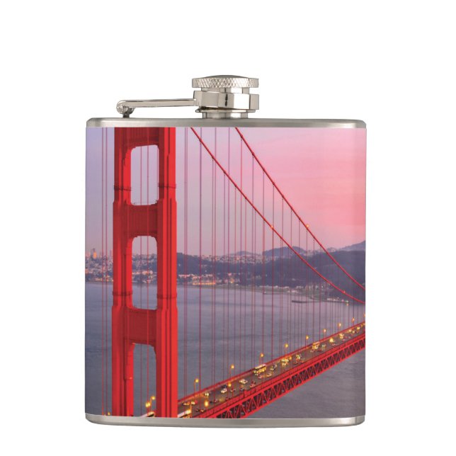 Golden gate bridge throw pillow hip flask (Front)