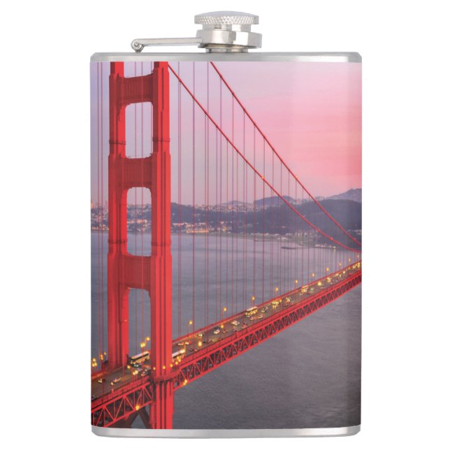 Golden gate bridge throw pillow hip flask (Front)