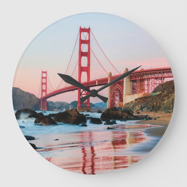 Golden gate bridge throw pillow large clock (Front)