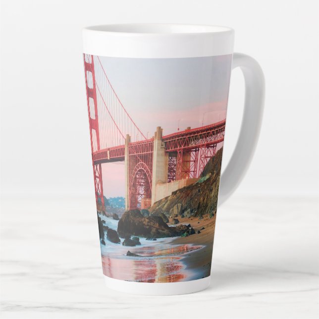 Golden gate bridge throw pillow latte mug (Right Angle)