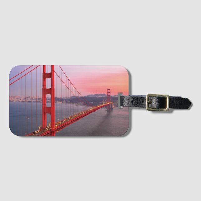 Golden gate bridge throw pillow luggage tag (Front Horizontal)