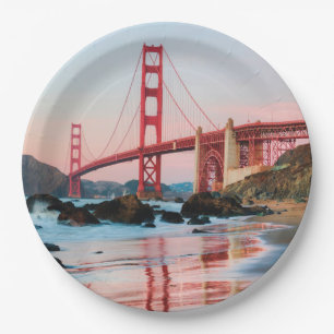 Golden gate bridge throw pillow paper plate