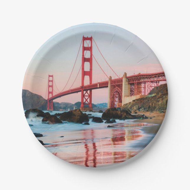 Golden gate bridge throw pillow paper plate (Front)