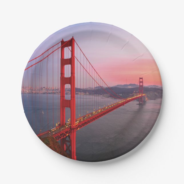 Golden gate bridge throw pillow paper plate (Front)