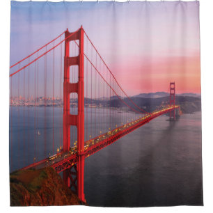 Golden gate bridge throw pillow shower curtain