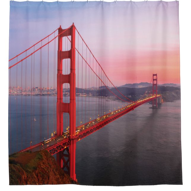 Golden gate bridge throw pillow shower curtain (Front)