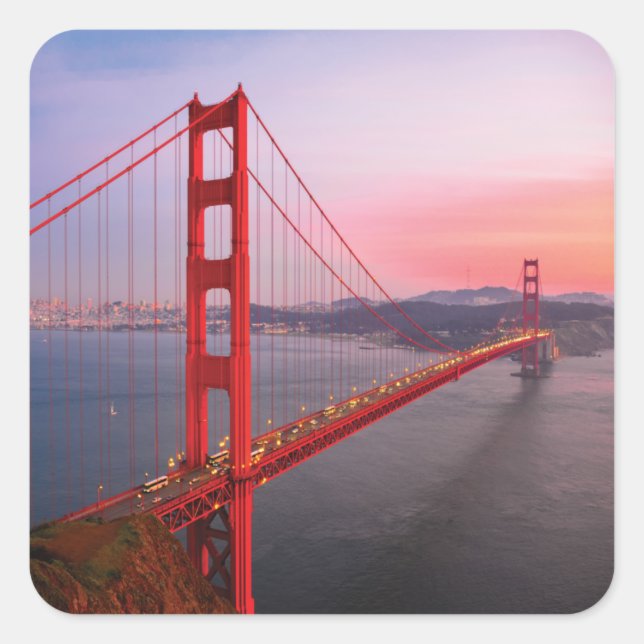 Golden gate bridge throw pillow square sticker (Front)