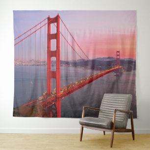 Golden gate bridge throw pillow tapestry