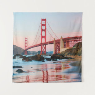Golden gate bridge throw pillow tapestry