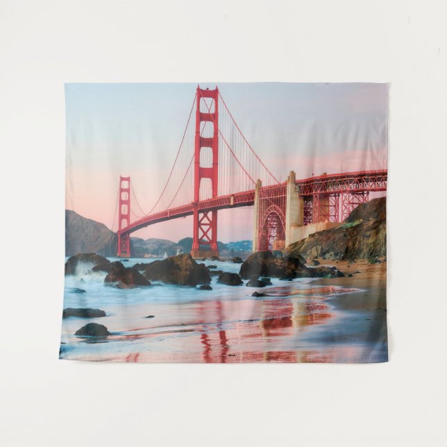 Golden gate bridge throw pillow tapestry (Front (Horizontal))