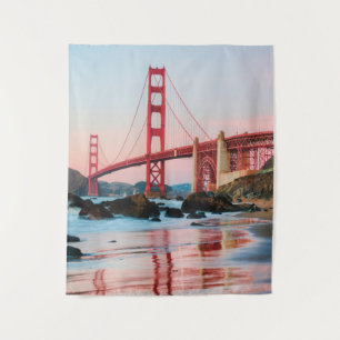 Golden gate bridge throw pillow tapestry