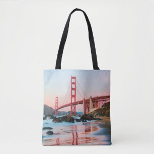 Golden gate bridge throw pillow tote bag
