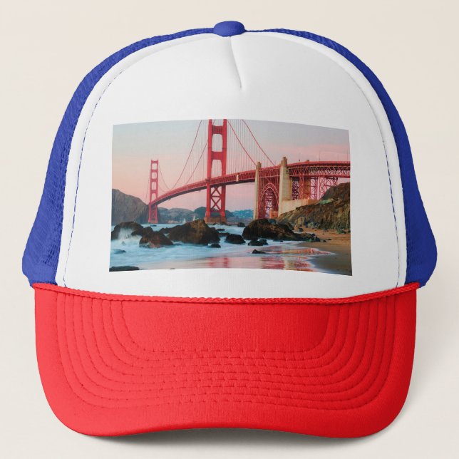 Golden gate bridge throw pillow trucker hat (Front)