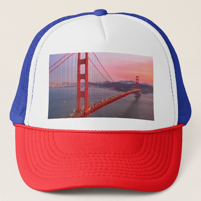 Golden gate bridge throw pillow trucker hat (Front)