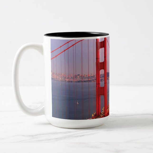 Golden gate bridge throw pillow Two-Tone coffee mug (Left)