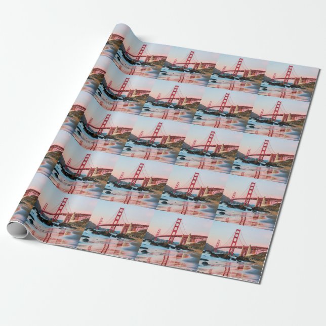 Golden gate bridge throw pillow wrapping paper (Unrolled)