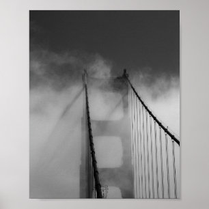 Golden Gate Bridge Tower Shrouded in Fog Poster